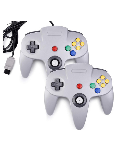 Controlador Clásico N64 KIWITATA 2 Pack Gris con Cable