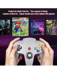 Controlador Clásico N64 KIWITATA 2 Pack Gris con Cable 2