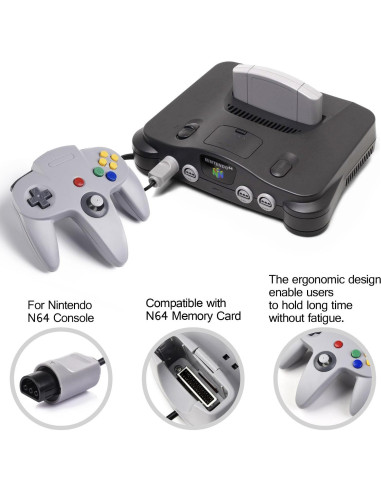 Controlador Clásico N64 KIWITATA 2 Pack Gris con Cable