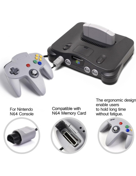 Controlador Clásico N64 KIWITATA 2 Pack Gris con Cable