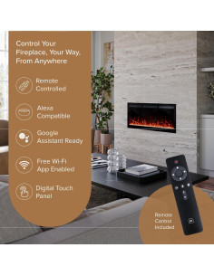 Chimenea Eléctrica Lineal Modern Ember 106.7 cm Cristales LED 2