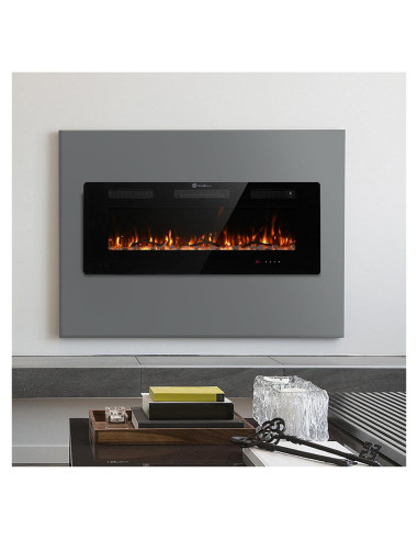 Chimenea Eléctrica Montada en Pared FODINGHILL 127x50cm 700W/1400W