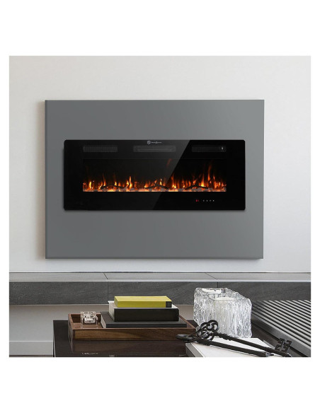 Chimenea Eléctrica Montada en Pared FODINGHILL 127x50cm 700W/1400W