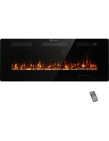 Chimenea Eléctrica Montada en Pared FODINGHILL 127x50cm 700W/1400W