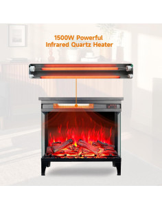 Calentador de chimenea eléctrica Innoflame 1500W 61 cm vidrio 3 lados 2