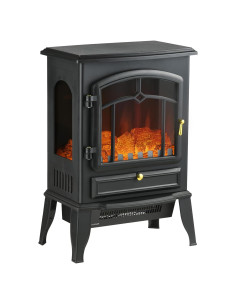 Estufa Eléctrica HOMCOM Chimenea Independiente 750W/1500W Negro
