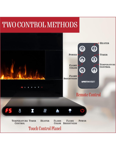 Chimenea Eléctrica Northwest 127 cm con Bluetooth y Control Remoto