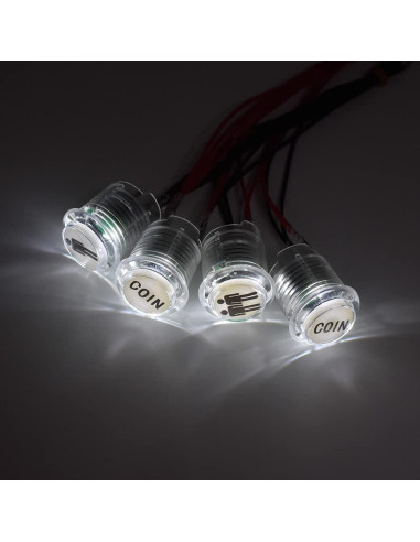 4 Botones LED Arcade 24mm Arcity 5V Blanco con Microswitch