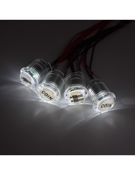 4 Botones LED Arcade 24mm Arcity 5V Blanco con Microswitch