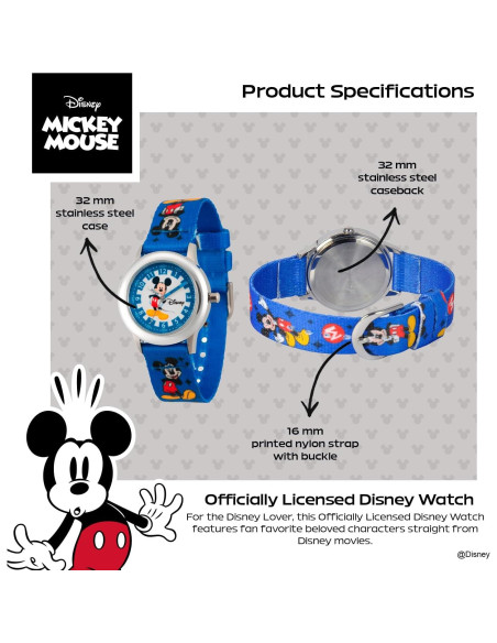 Reloj Analógico de Cuarzo Disney Mickey Mouse Niños 32mm