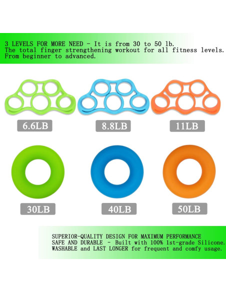 Fortalecedor de Agarre Pnrskter Grande 6 PCS Silicona