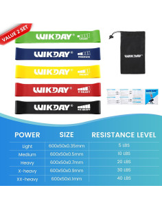 Bandas de Resistencia WIKDAY 5 Piezas para Ejercicio 2