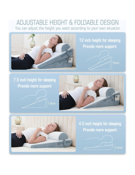 Cojín en cuña viscoelástica Ziiyllean 3 piezas 30.48 cm