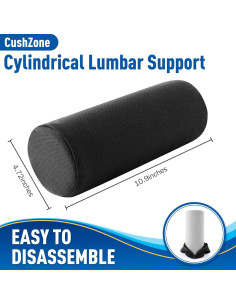 Almohada Lumbar CushZone Espuma Memoria Negra 27.7x12cm 2