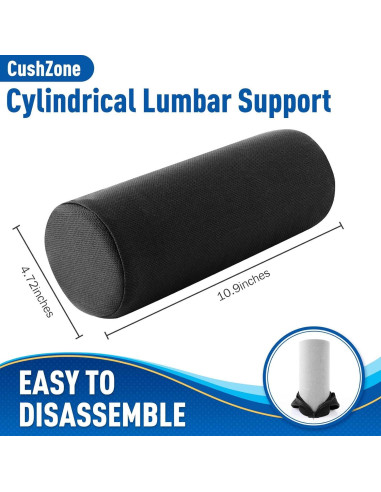 Almohada Lumbar CushZone Espuma Memoria Negra 27.7x12cm