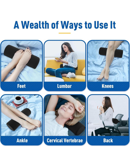 Almohada Lumbar CushZone Espuma Memoria Negra 27.7x12cm