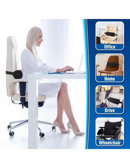 Almohada Lumbar CushZone Espuma Memoria Negra 27.7x12cm