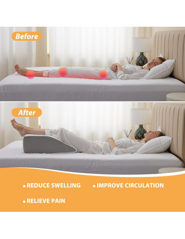 Almohada Elevadora de Piernas Bedluxe 20 cm Espuma Viscoelástica