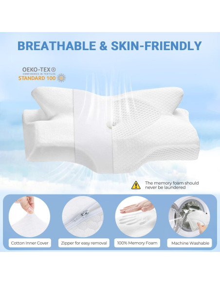Almohada Cervical Ergonómica Elviros Espuma Viscoelástica