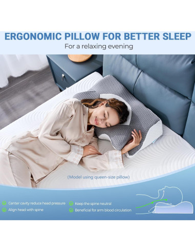 Almohada Cervical Ergonómica Elviros Espuma Viscoelástica