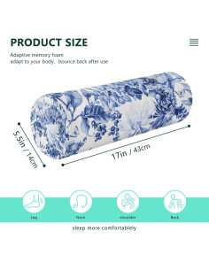 Almohada Cilíndrica Viscoelástica QwThum 43x14 cm Lavable 2