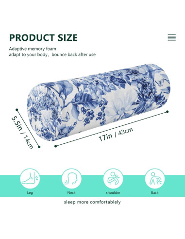 Almohada Cilíndrica Viscoelástica QwThum 43x14 cm Lavable