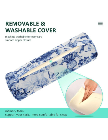 Almohada Cilíndrica Viscoelástica QwThum 43x14 cm Lavable