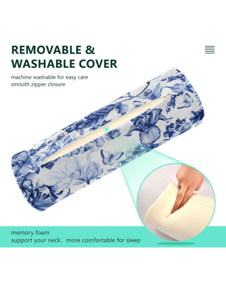 Almohada Cilíndrica Viscoelástica QwThum 43x14 cm Lavable