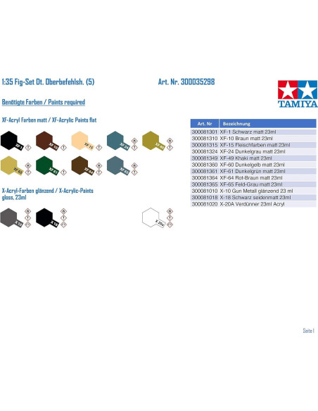 Conjunto de Figuras Militares Tamiya 1:35 Comandante Alemán