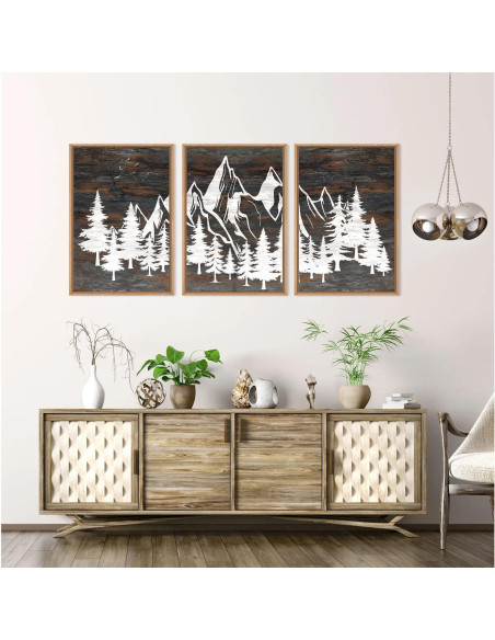 Juego de Arte de Pared HOURIA 3 Piezas 40x60 cm Montaña