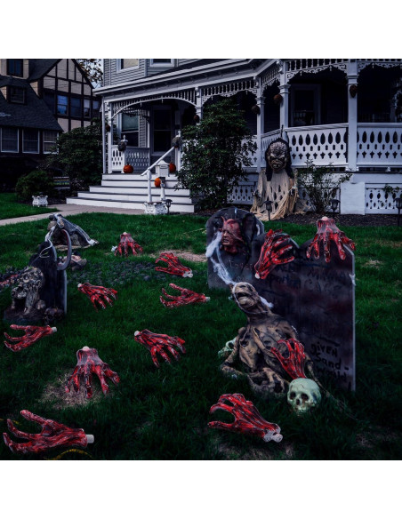 5 Pares Manos Esqueletos Halloween Sratte Rojo Sangre