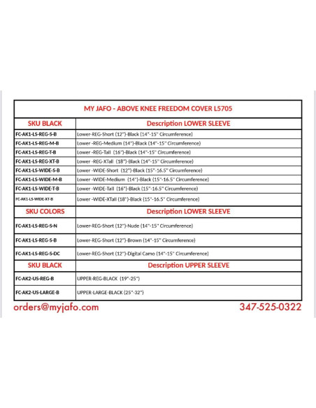 Cubierta de Pierna Prostética JAFO Negra 35.56 cm Resistente