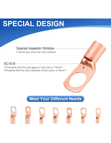 60Pcs Terminales de Cable de Cobre SQQHXX con Termocontracción