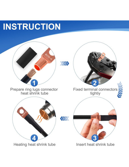 60Pcs Terminales de Cable de Cobre SQQHXX con Termocontracción