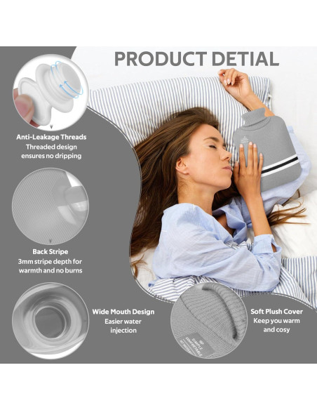 Botella de Agua Caliente 2L CHGANG con Funda Gris