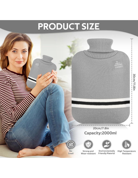 Botella de Agua Caliente 2L CHGANG con Funda Gris