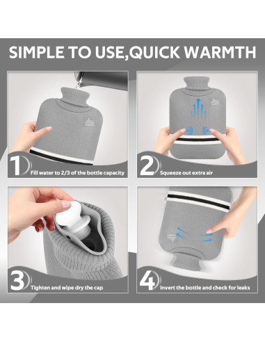 Botella de Agua Caliente 2L CHGANG con Funda Gris