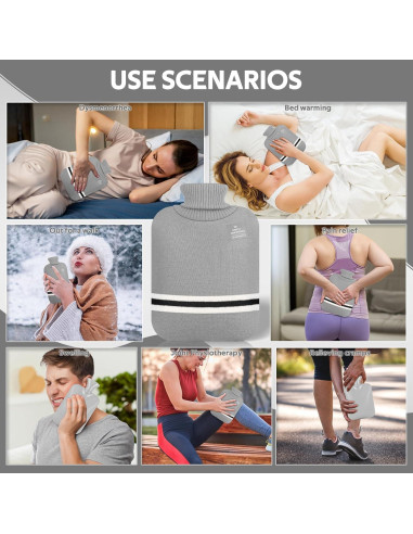 Botella de Agua Caliente 2L CHGANG con Funda Gris