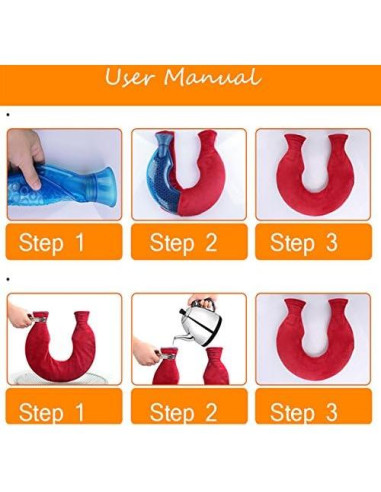 Bolsa de Agua Caliente OLizee 1.6L Cuello U PVC Gris