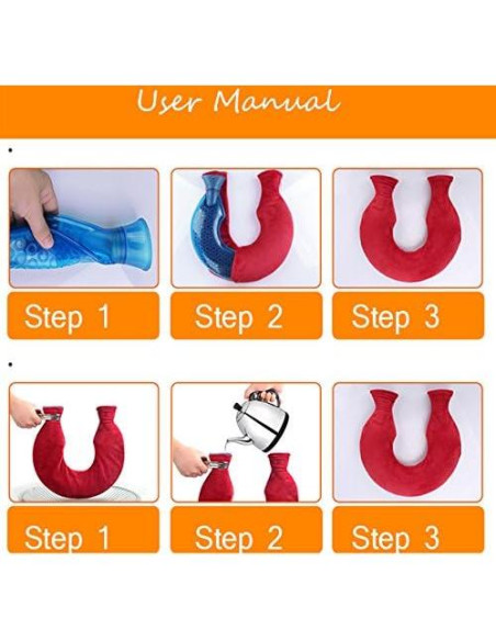 Bolsa de Agua Caliente OLizee 1.6L Cuello U PVC Gris