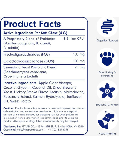 Probioticos PetLab Co. para Perros Sabor Salmón 30 Masticables