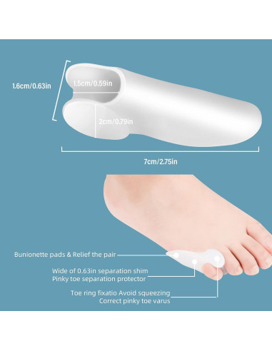 Separador de Dedo Meñique DYKOOK 6 Piezas Gel Alivio Dolor