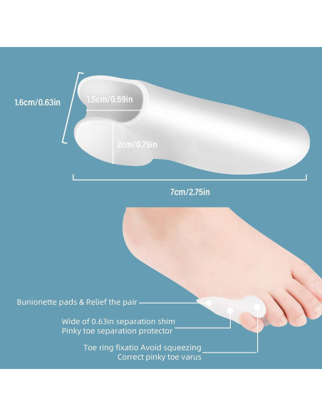 Separador de Dedo Meñique DYKOOK 6 Piezas Gel Alivio Dolor