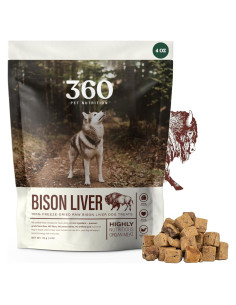 360 Nutrición de Mascotas Hígado de Bisonte Liofilizado 113g