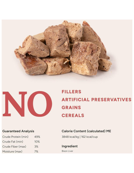 360 Nutrición de Mascotas Hígado de Bisonte Liofilizado 113g