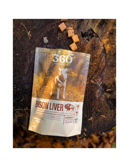 360 Nutrición de Mascotas Hígado de Bisonte Liofilizado 113g