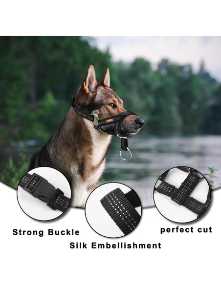 Collar de Cabeza para Perros Wintchuk Ajustable Gris S