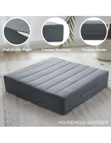 Cojín de Suelo JKMAX 55x55 cm Espuma Viscoelástica Gris