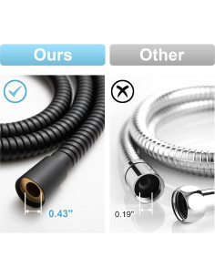 Manguera de Ducha OFFO 203 cm Acero Inoxidable Flexible Negro 2