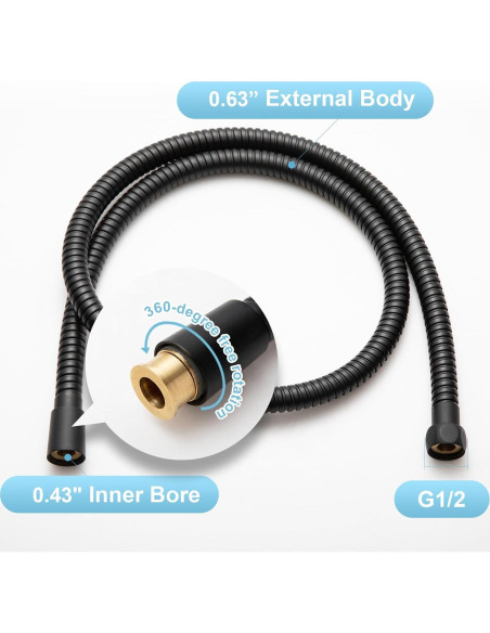 Manguera de Ducha OFFO 203 cm Acero Inoxidable Flexible Negro